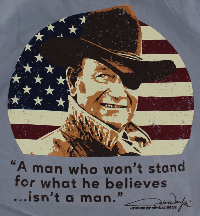 John Wayne What He Believes Men's T-Shirt, Steel Grey