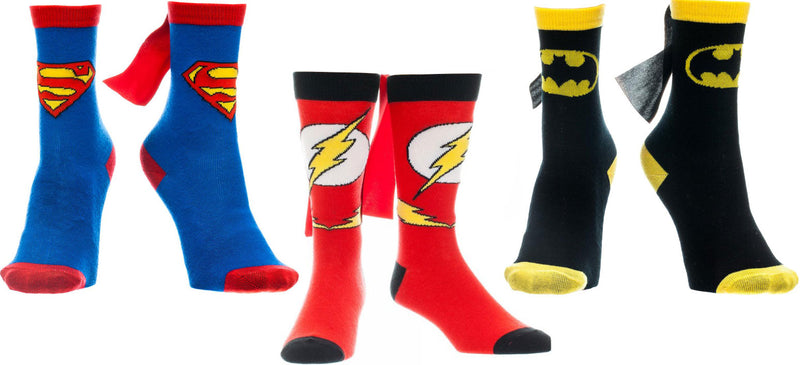 DC Comics Superman Batman Flash Caped Youth Socks, Medium