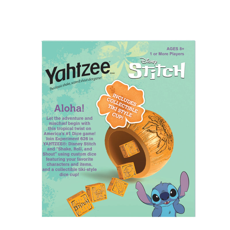 YAHTZEE: Disney Stitch | Collectible Stitch Tiki Style Dice Cup