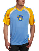 Milwaukee Brewers Fireballer Short Sleeve V-Neck Synthetic Raglan Shirt