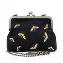 Bees Kisslock Handbag - Black