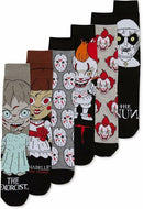 WB Horror Icons Adult Casual Crew Socks, 6-Pack, Size 8-12