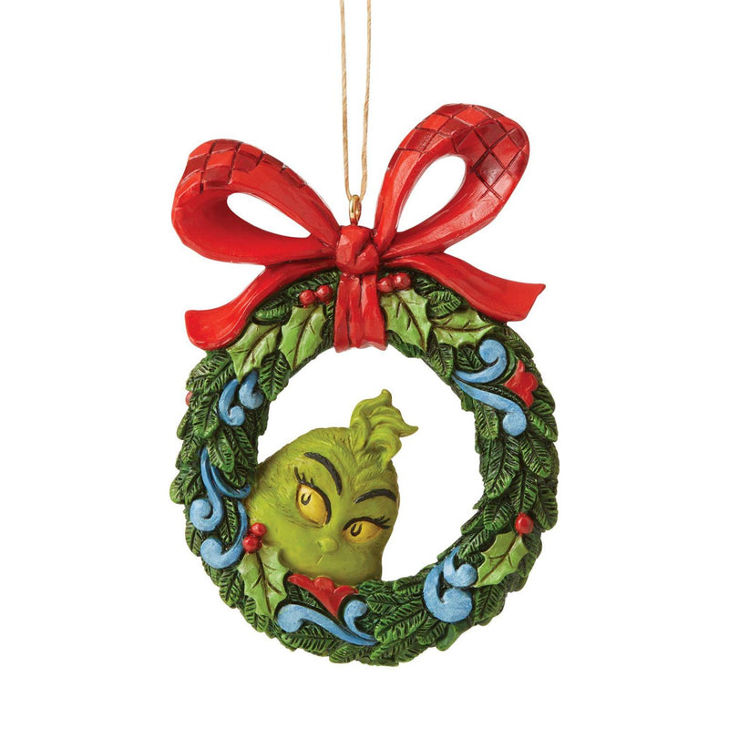 Dr. Seuss Grinch Peeking Through Wreath Ornament