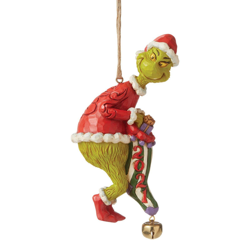Dr. Seuss The Grinch Holding 2021 Dated Stocking Hanging Ornament