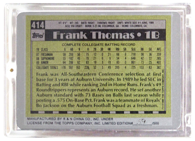 Frank Thomas Topps 'The Keeper Series' Metal Rookie Baseball Card