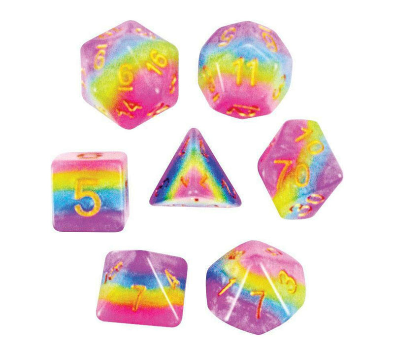 7-Piece Polyhedral Dice Set: Opaque Layered Cotton Candy