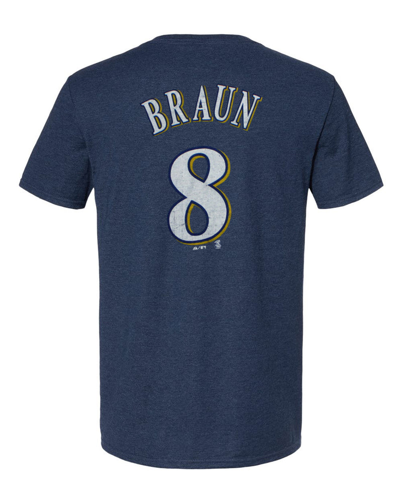 Milwaukee Brewers Ryan Braun Market Value Heathered Blue T-Shirt