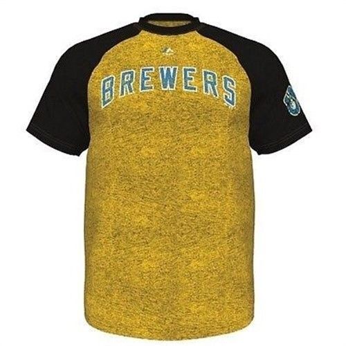 Milwaukee Brewers Retro Show Men's Distressed Yellow Gold T-Shirt