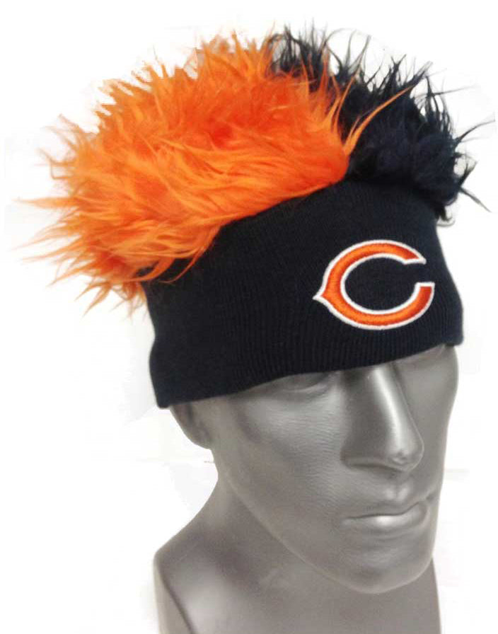 Chicago Bears Knit Beanie with Two-Tone Fuzzy Hair