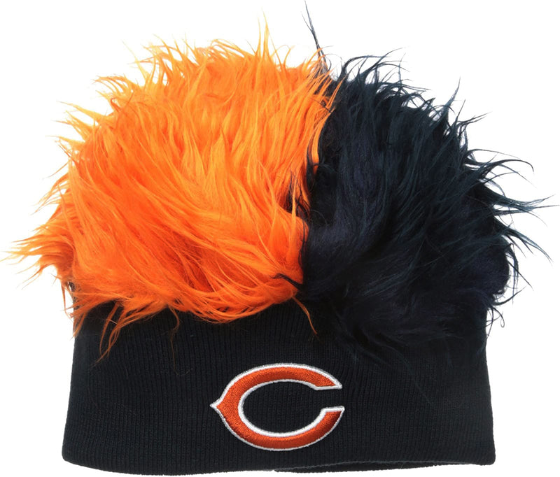 Chicago Bears Knit Beanie with Two-Tone Fuzzy Hair