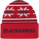 Chicago Blackhawks Red Snowflake Cuffed Knit Beanie Hat