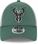 Milwaukee Bucks Outline 9FORTY Adjustable Trucker Snapback, One Size