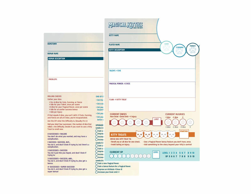 Magical Kitties Save the Day! RPG: Kitty Character Sheets