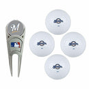 Milwaukee Brewers 4 Ball Gift Set w/ Divot Tool, Marker