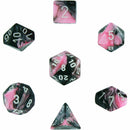 Gemini Black-Pink/white Polyhedral 7-Dice Set