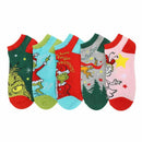 Dr. Seuss The Grinch Junior's 5 Pair Ankle Socks, 5-10