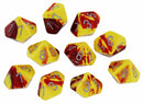Gemini Red-Yellow/silver Set of Ten d10 Dice