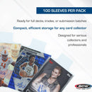 BCW Tabbed Card Sleeves (100 Pack)  Grading Sleeves for PSA, BGS, SGC, CSG, & HGA, Pull Tab for Standard Cards | Fits Toploaders & Semi Rigid Holders | Acid-Free, Archival Safe