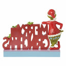 Dr. Seuss Santa Grinch Merry Christmas Word Sign Grinch Figurine, 7.09"