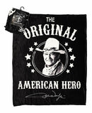 John Wayne Black & White American Hero Throw Blanket, 50" x 60"