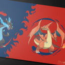 Mega Charizard X and Mega Charizard Y Playmat for the Pokemon
