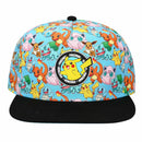 Pokemon Characters AOP Youth Snapback Cap, Light Blue