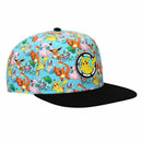 Pokemon Characters AOP Youth Snapback Cap, Light Blue