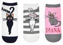 Sailor Moon Cat 3 Pair Pack Of Lowcut Socks, Ladies 4-10