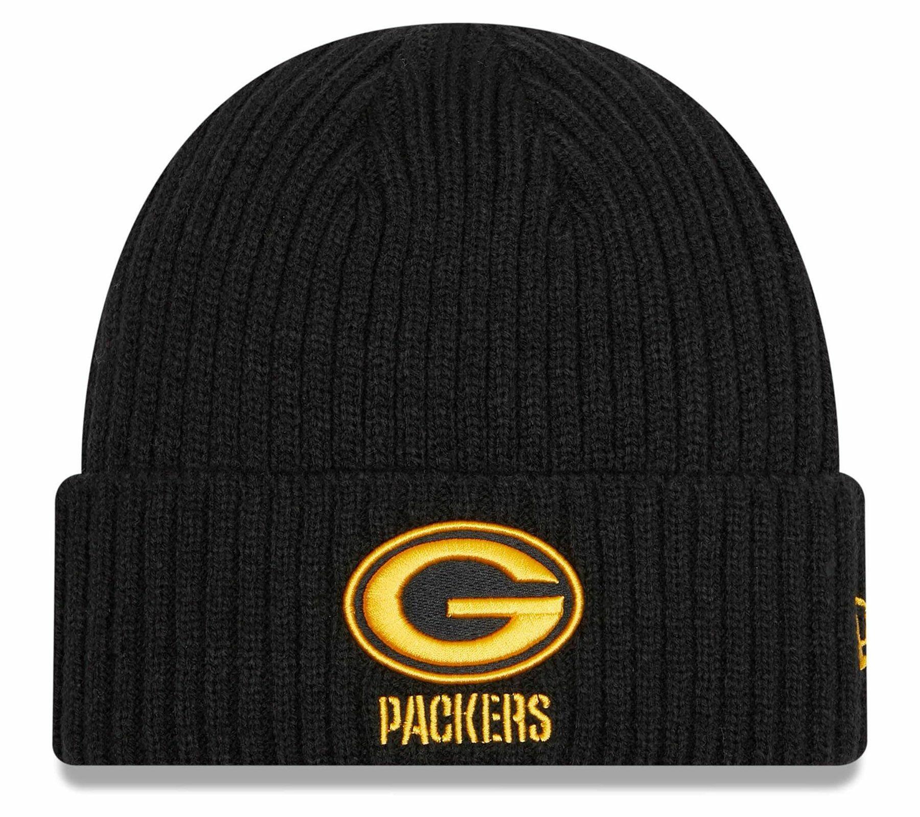 Green Bay Packers Core Classic Black Pop Cuffed Knit Hat