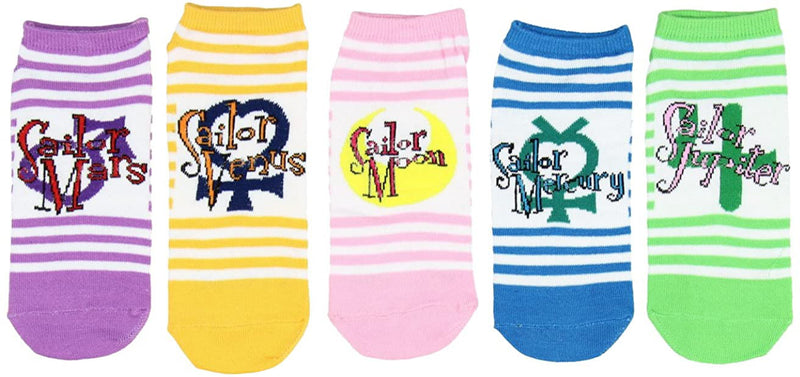 Sailor Moon Astronomical Symbols Women's Low Cut Socks, 5-Pack, 4-10