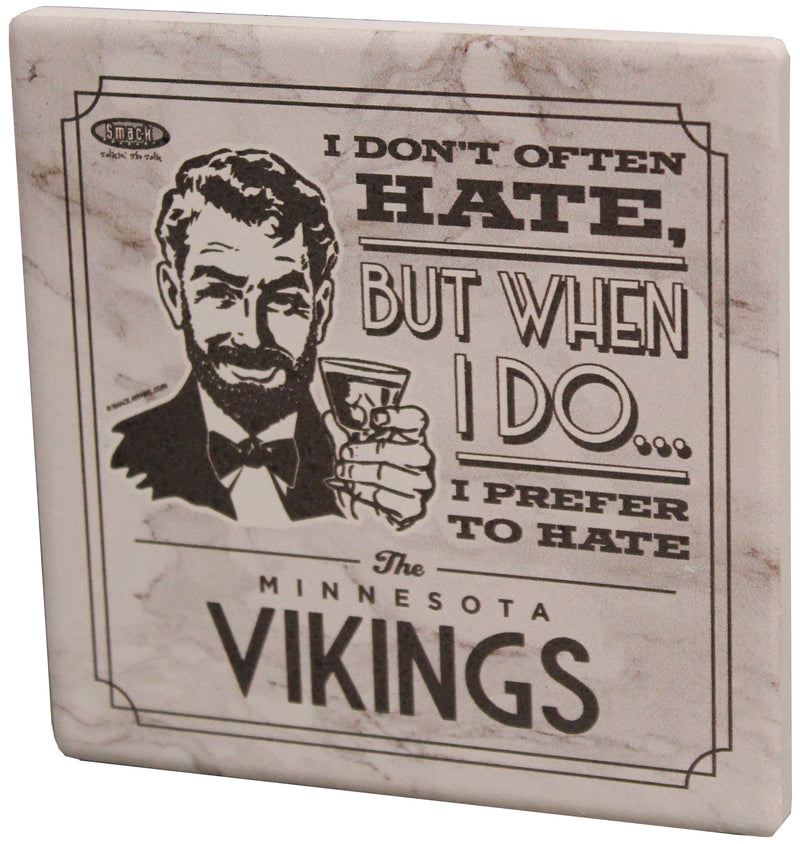 I Don't Often Hate (Anti-Vikings) Stone Coaster with Easel