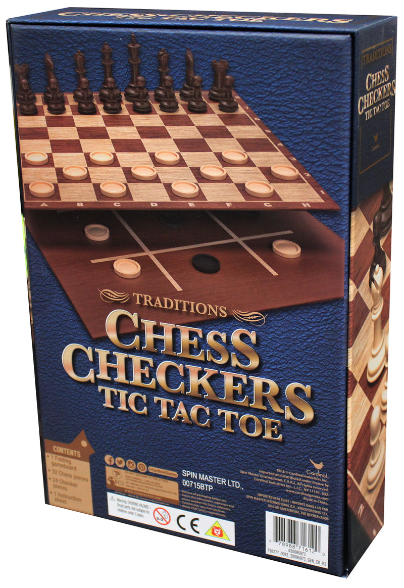 Traditions Chess, Checkers, and Tic Tac Toe Set
