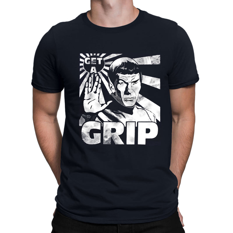 Star Trek Spock Get a Grip Men's Shirt, Navy