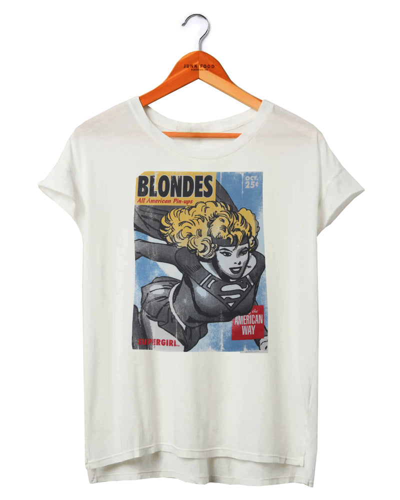 Supergirl Retro All-American Pin-Ups: Blondes Juniors T-Shirt by Junk Food