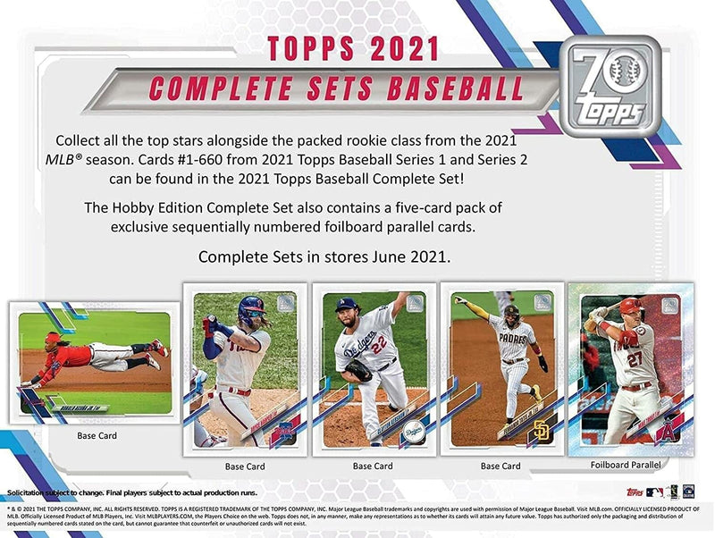 Topps 2021 Baseball Complete Factory Hobby Box (660 Cards / 5 Foilboard Cards)