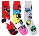Power Rangers Red Ranger Adult Casual Crew Socks, 3-Pack, 10-13