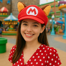Super Mario Raccoon Cosplay Hat With Ears, Red, One Size