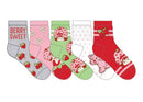 Strawberry Shortcake Ladies Quarter Socks, 5-Pair, 9-11