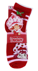 Strawberry Shortcake Ladies Quarter Socks, 5-Pair, 9-11