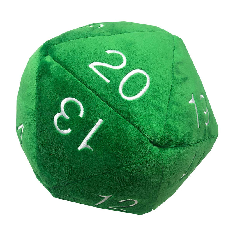 Jumbo D20 Novelty Dice Plush in Green with White Numbering