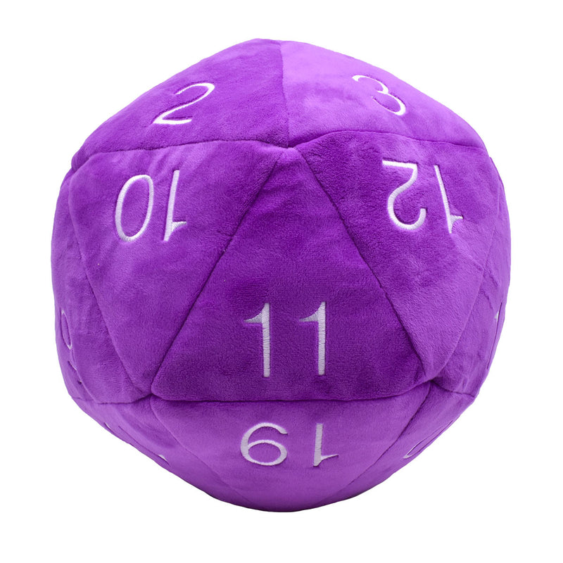 Jumbo D20 Novelty Dice Plush in Purple with White Numbering