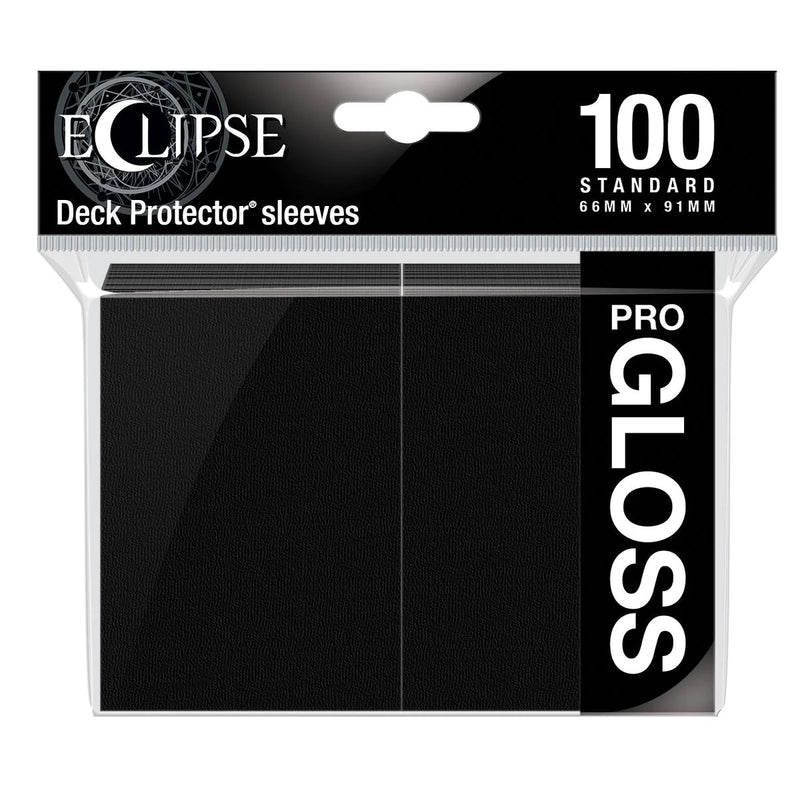 Eclipse Gloss Standard Deck Protector Sleeves (100ct), Jet Black