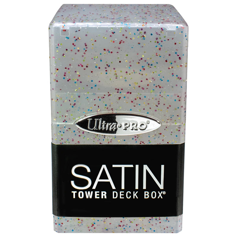 Glitter Satin Tower Deck Box, Crystal