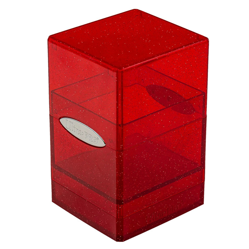Glitter Satin Tower Deck Box, Red