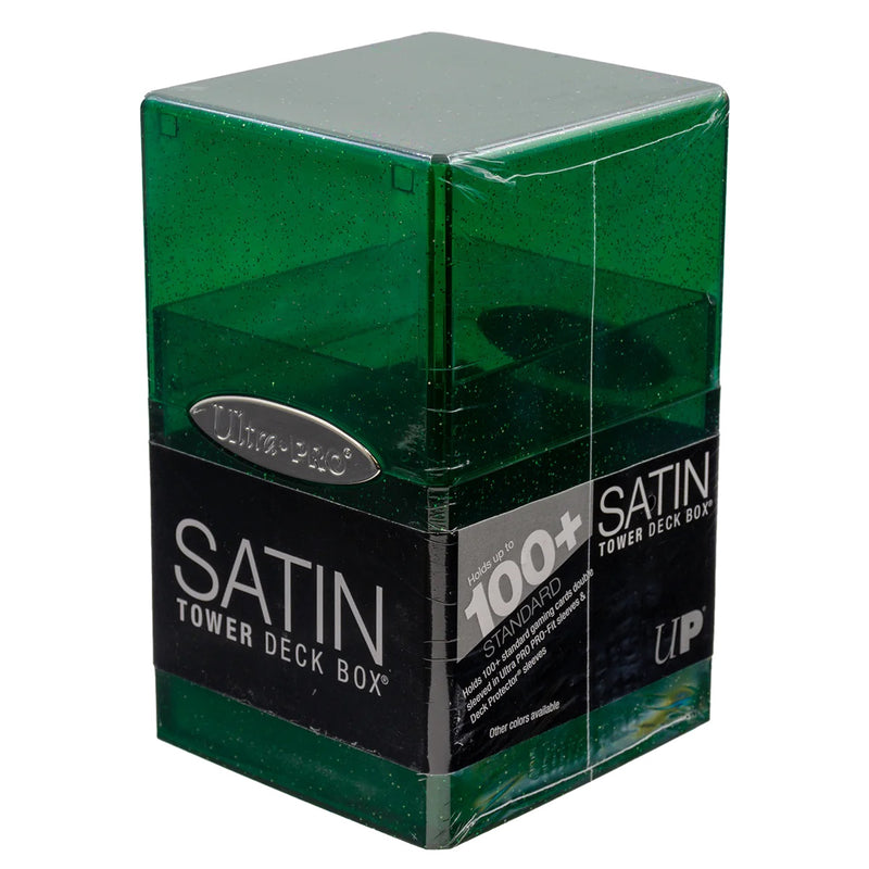 Glitter Satin Tower Deck Box, Green