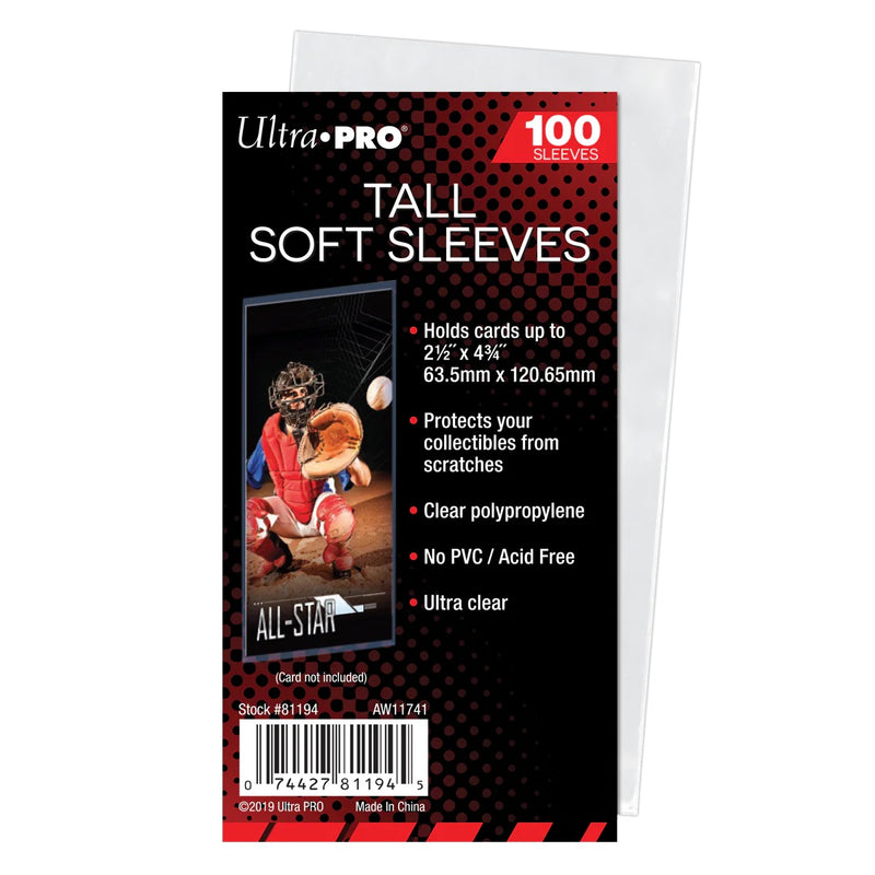 2-1/2" x 4-3/4" Tall Card Soft Sleeves (100ct)
