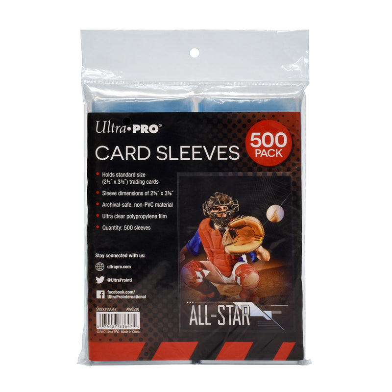Clear Card Sleeves for Standard Size Trading Cards - 2.5" x 3.5" (500 Count)