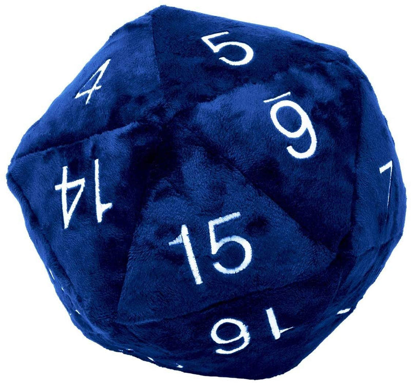 Jumbo D20 Novelty Dice Plush in Blue with White Numbering