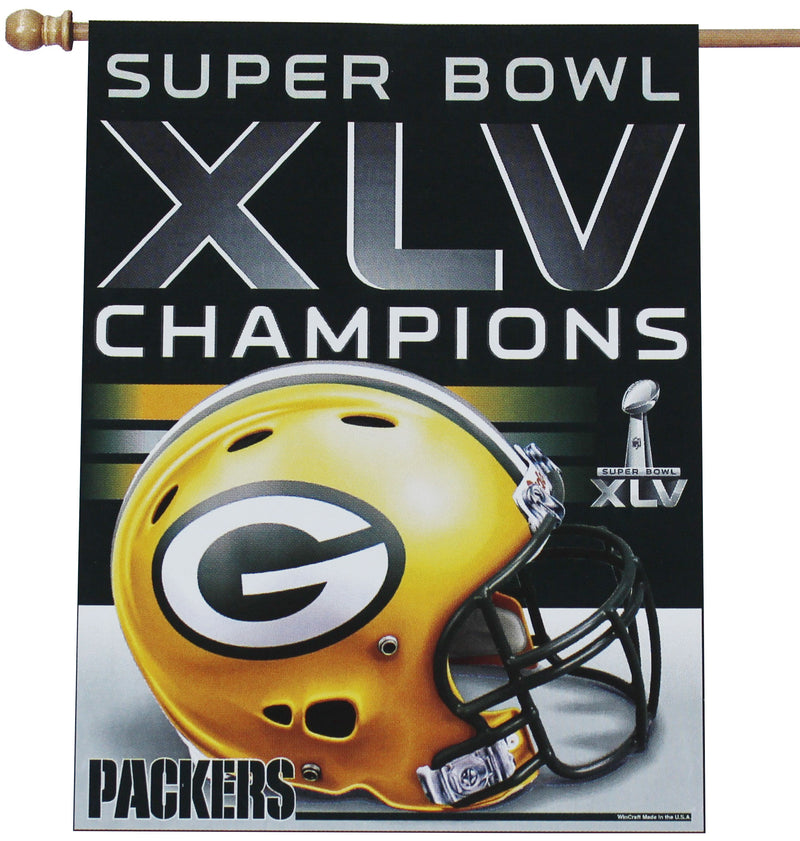 Green Bay Packers Super Bowl XLV Champions 27" x 37" Single-Sided Vertical Flag