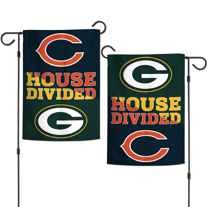 Green Bay Packers/Chicago Bears House Divided Garden Flag, 2-Sided, 12.5" x 18"